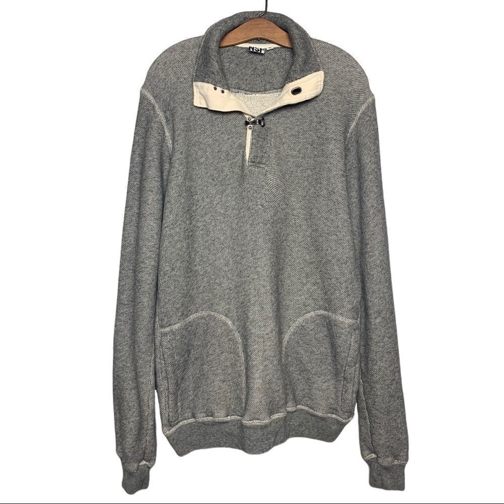 Nsf Grey High Neck Collared Toggle Pullover Knit … - image 1